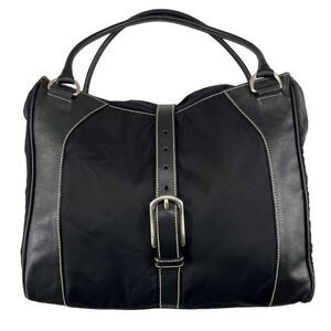 Prada Leather/Nylon Buckled Satchel Tote Bag